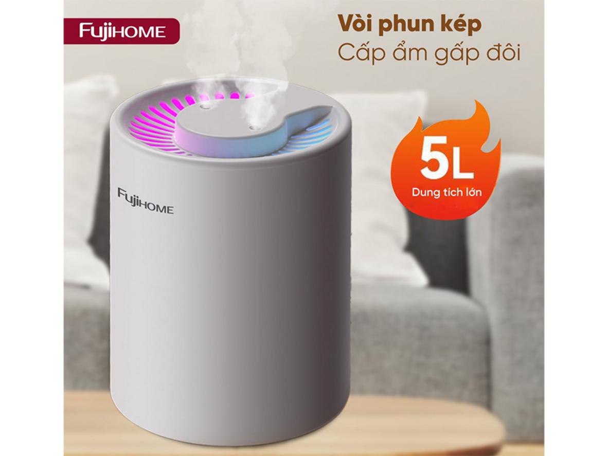 Bình 5L và phun 100ml/giờ giúp HM05A vận hành lâu, ít phải châm nước.