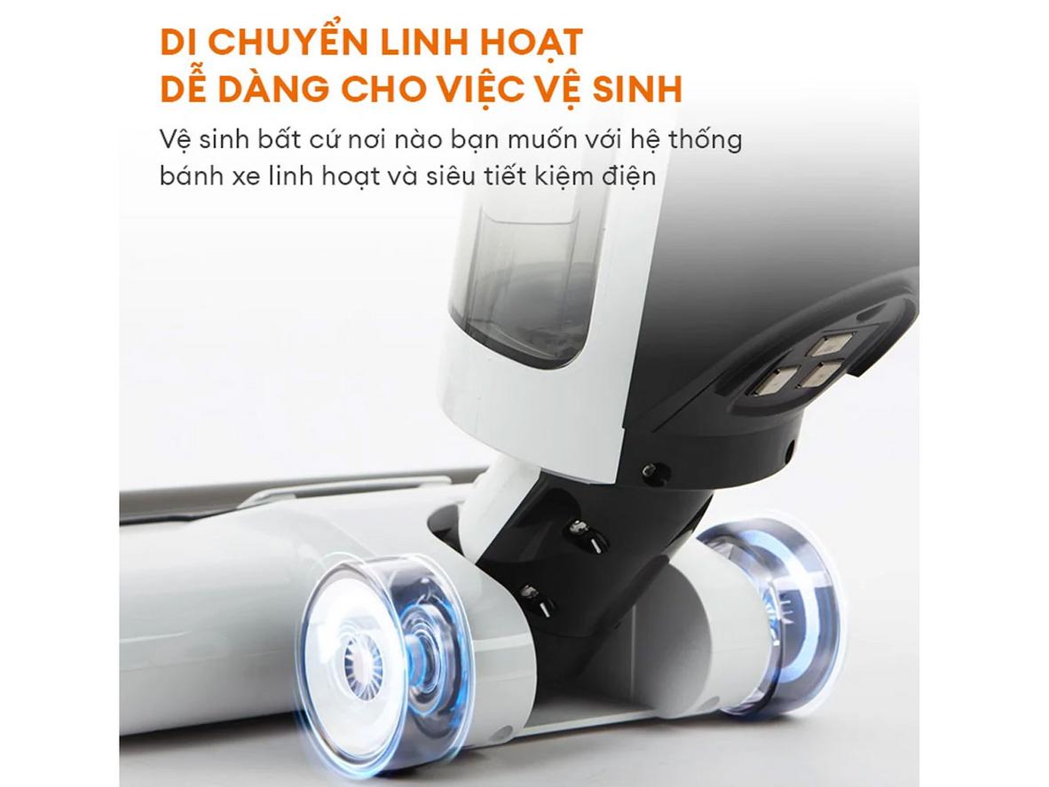 Thiết kế không dây màu trắng giúp máy nhìn gọn, sáng và dễ cất.