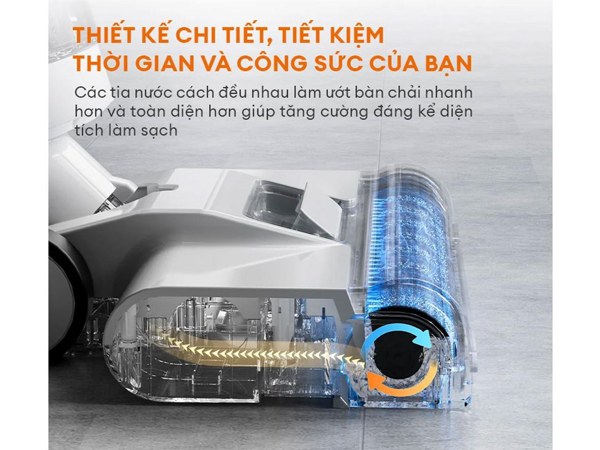 Cơ chế tự làm sạch đầu lau giúp giảm công vệ sinh sau mỗi lần dùng.