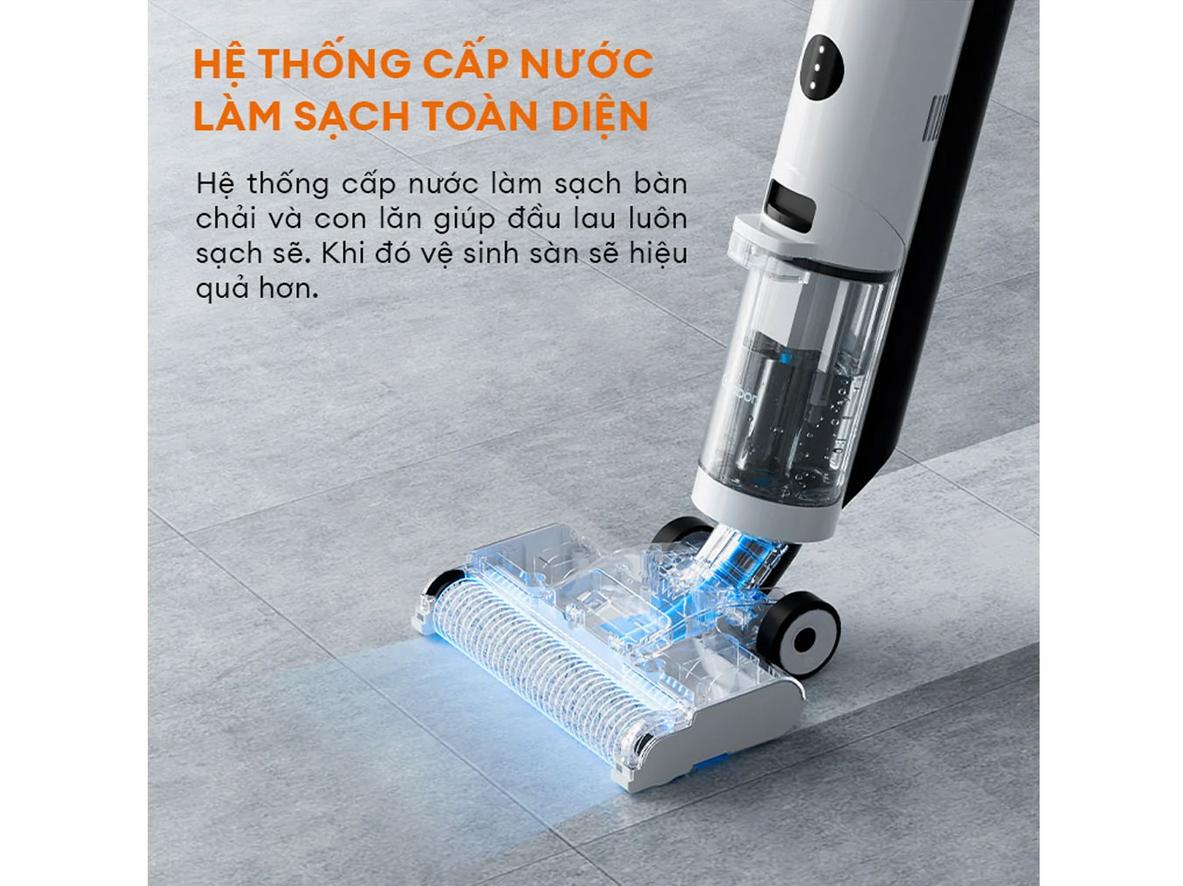 Cơ chế tự làm sạch đầu lau giúp giảm công vệ sinh sau mỗi lần dùng.