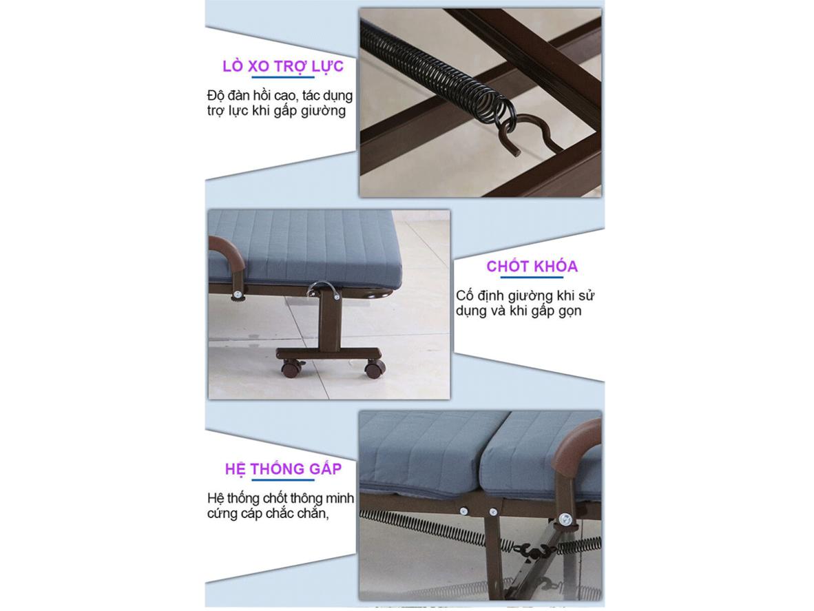 4 bánh xe giúp giường BT65 di chuyển nhanh, phù hợp bố trí lại không gian văn phòng hoặc phòng nhỏ.
