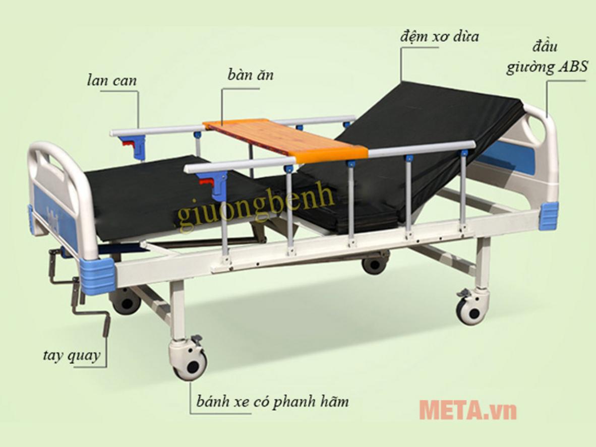 Thiết kế 2 tay quay của giường Nikita NKT A01-II giúp nâng lưng và nâng chân dễ dàng.