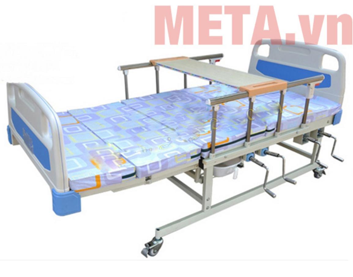 Chi tiết 4 tay quay, khung thép sơn tĩnh điện và bộ phụ kiện của giường NKT E04-III.