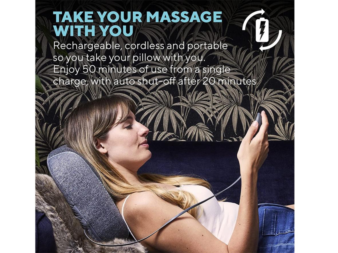 Gối massage Shiatsu TruHeat công nghệ GEL pin sạc Homedics TH-SPTF2000 cho nhu cầu thư giãn cổ vai gáy linh hoạt.