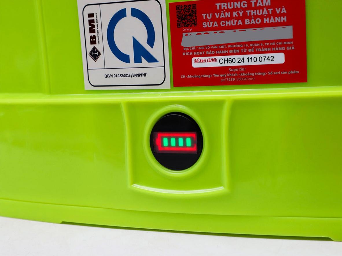 Greentree 16S 16 lít với áp suất 0,69 MPa và bơm 4,6 lít/phút.
