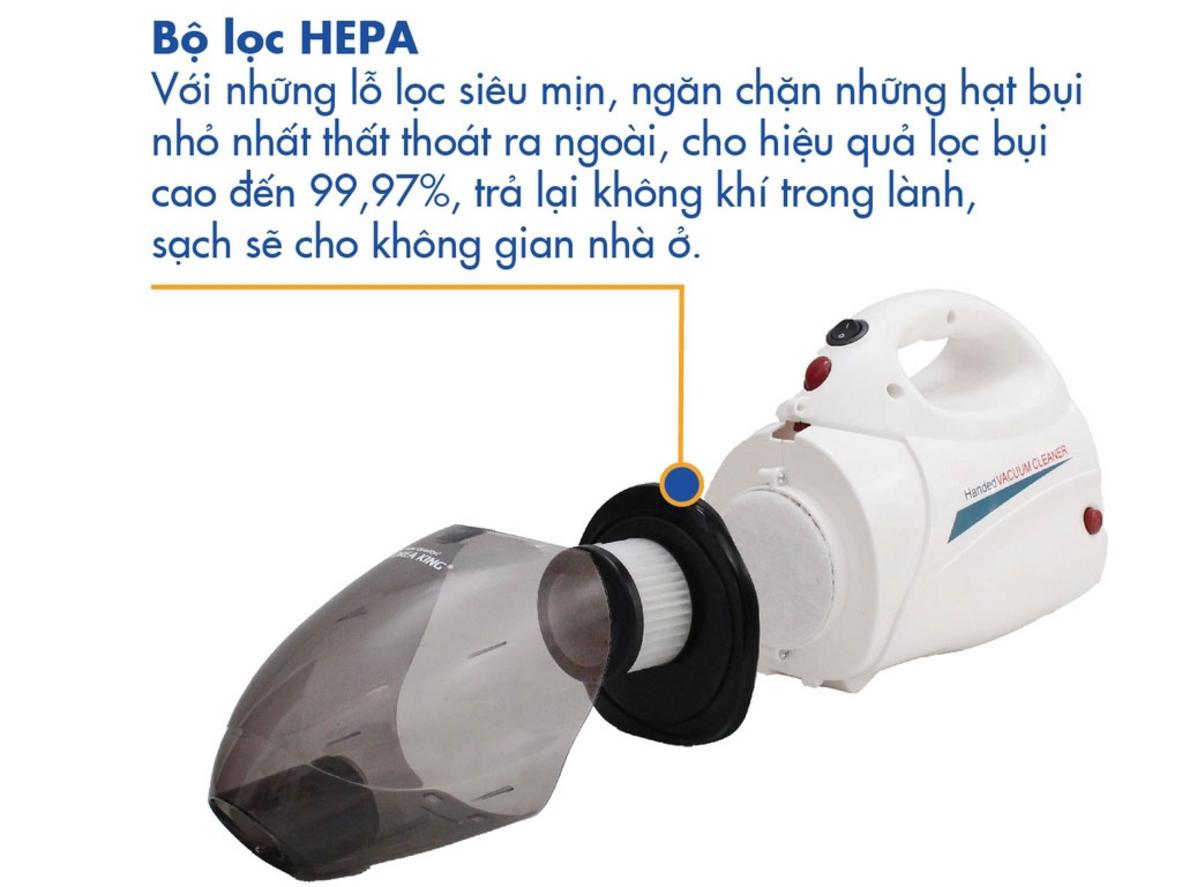Bộ lọc HEPA H14 hỗ trợ giữ bụi mịn tốt hơn khi vệ sinh hằng ngày.