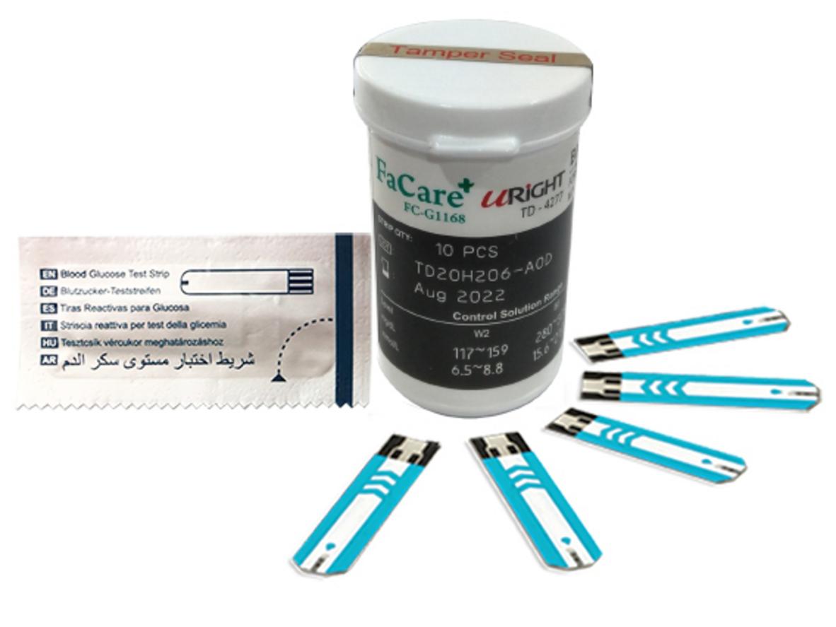 Hộp 25 que thử đường huyết FaCare FC-G168/TD-4277 gồm 25 que thử và 25 kim lấy máu chính hãng.
