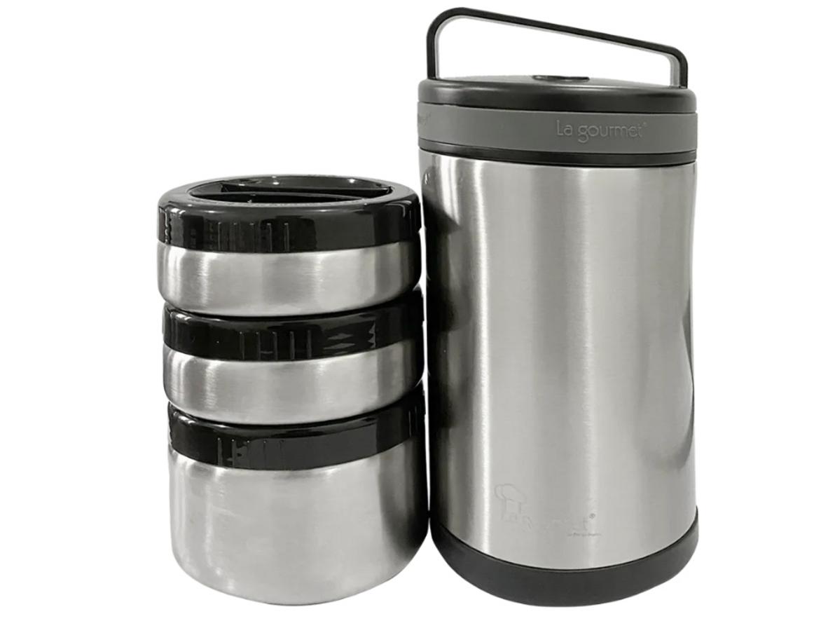 Hộp cơm giữ nhiệt La Gourmet 399731 3 ngăn inox 304 kèm túi đựng.