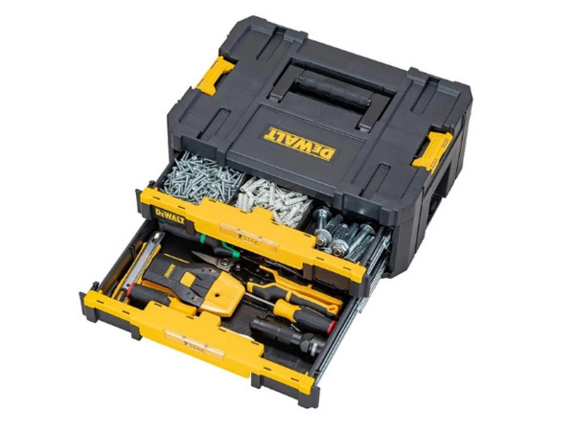 Hộp đựng dụng cụ DeWalt DWST1-70706 2 ngăn thuộc hệ TSTAK, gọn bền cho thợ kỹ thuật.