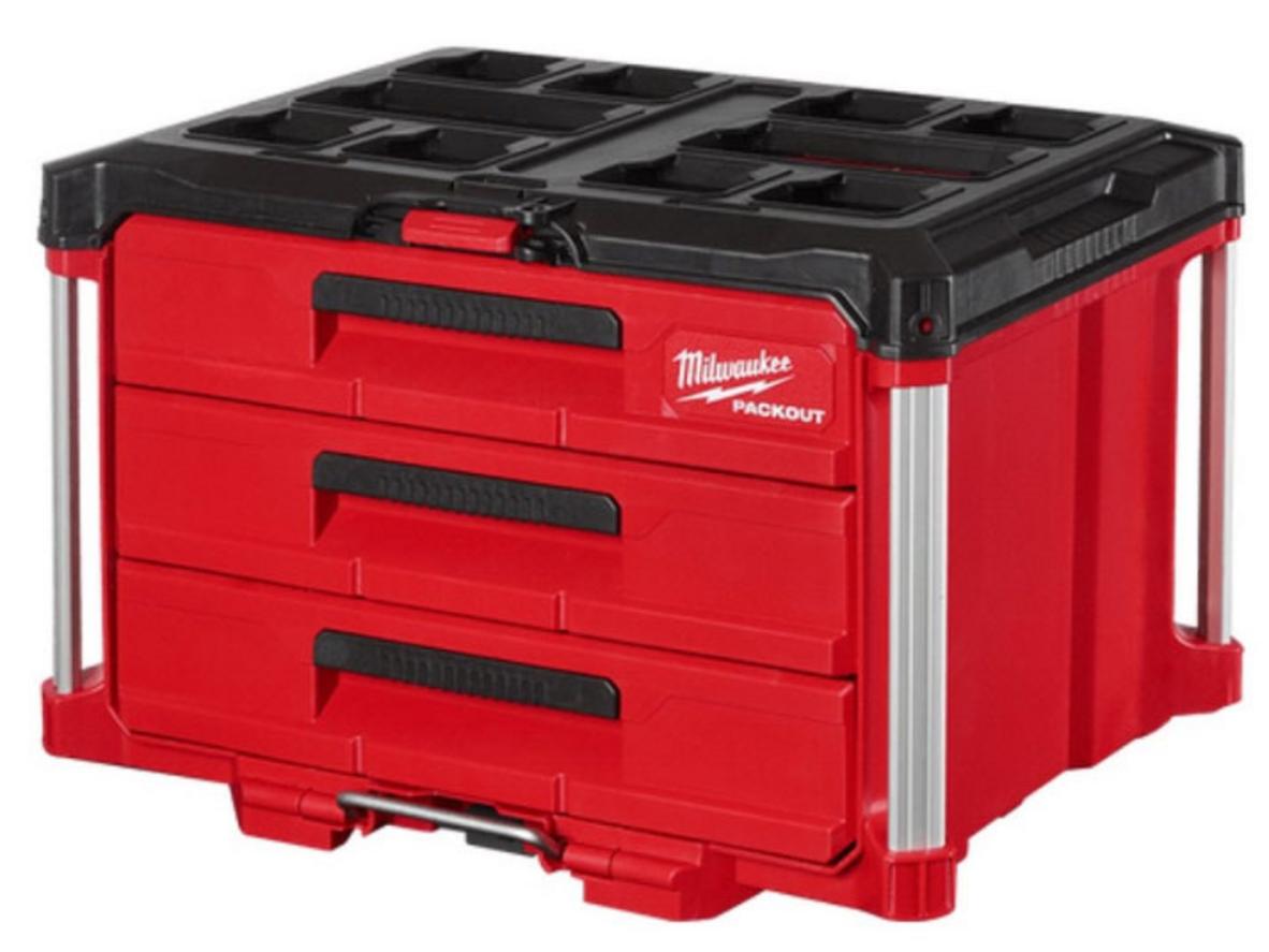 Hộp đựng dụng cụ 3 ngăn kéo Milwaukee Packout 8443 gọn bền, phù hợp thợ chuyên nghiệp.
