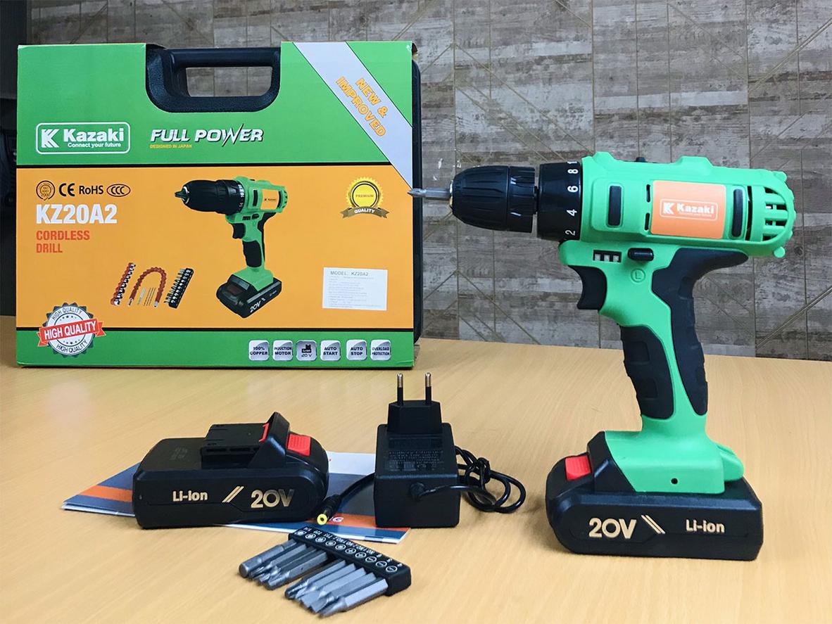 Kazaki KZ20A2 hỗ trợ khoan gỗ, kim loại nhẹ và bắt vít gia dụng.