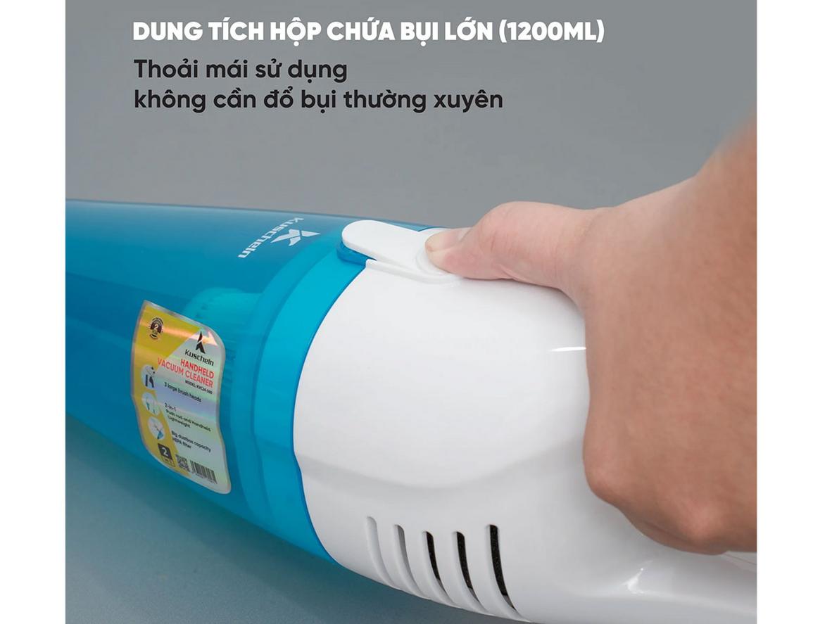 Công suất 500W và lực hút 12 - 15kPa giúp Kuscheln KVC24-500 dọn nhanh nhiều bề mặt trong gia đình.