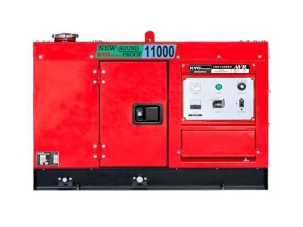 Cận cảnh động cơ Honda GX690, AVR và thùng cách âm của Kyo Power THG11000EXS.