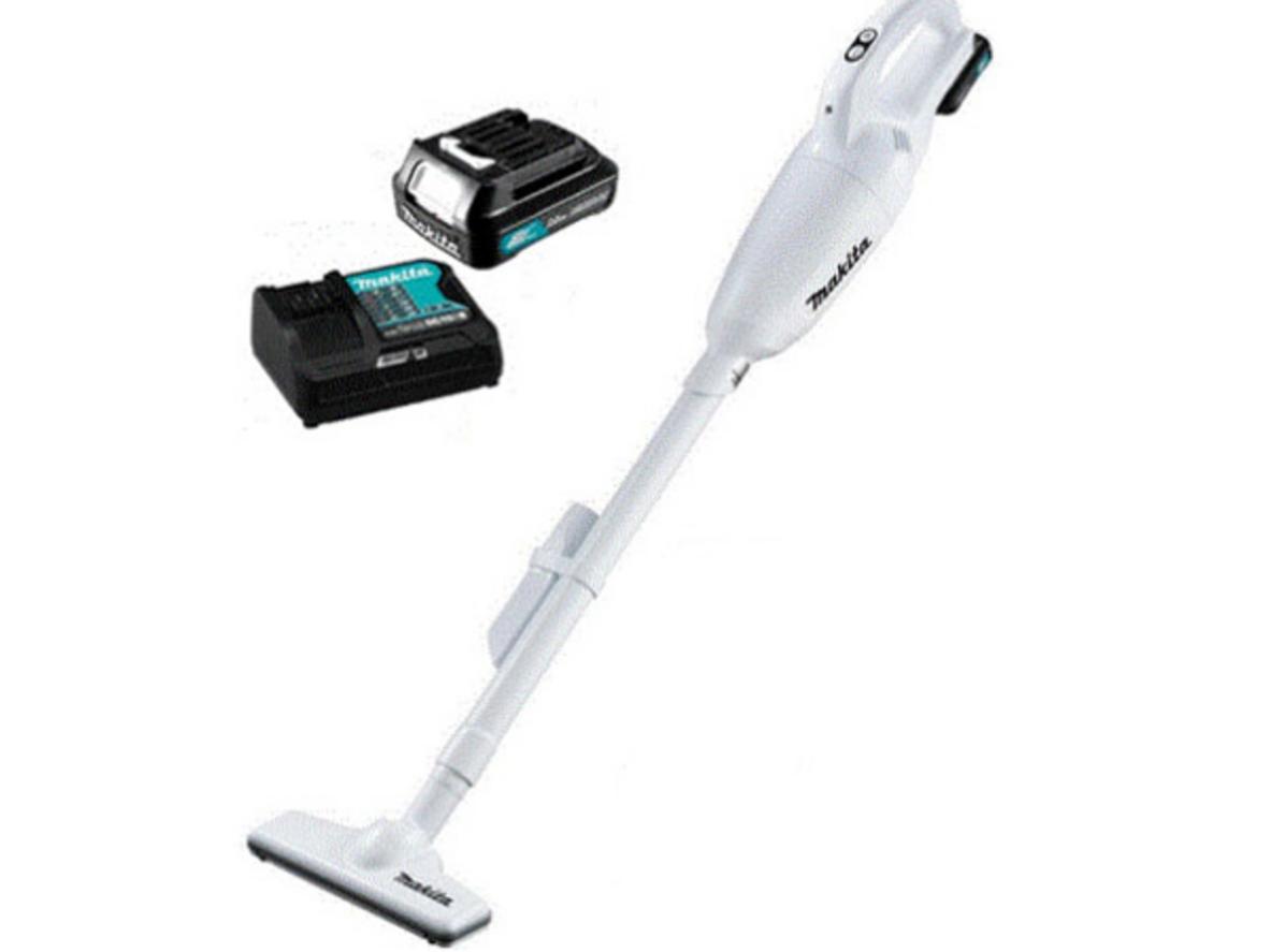 Makita CL108FDSYW kèm pin và sạc, giải pháp hút bụi gọn nhẹ cho nhà và xe hơi.