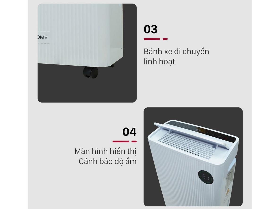 Thiết kế 2-trong-1: hút ẩm mạnh và lọc khí sạch hơn