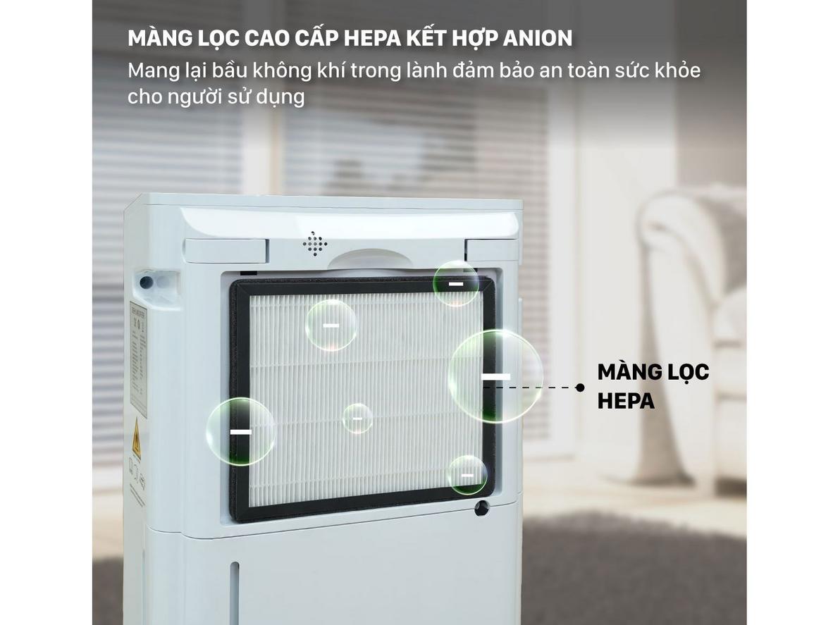 Máy hút ẩm dân dụng FujiHome DH25W-HEPA NEW cho phòng 30–50m2