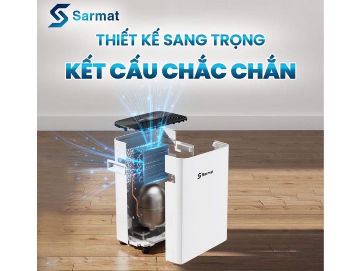 Máy hút ẩm Hichiko Sarmat SM401 phù hợp cho không gian 40–70m², hút ẩm mạnh và vận hành êm.