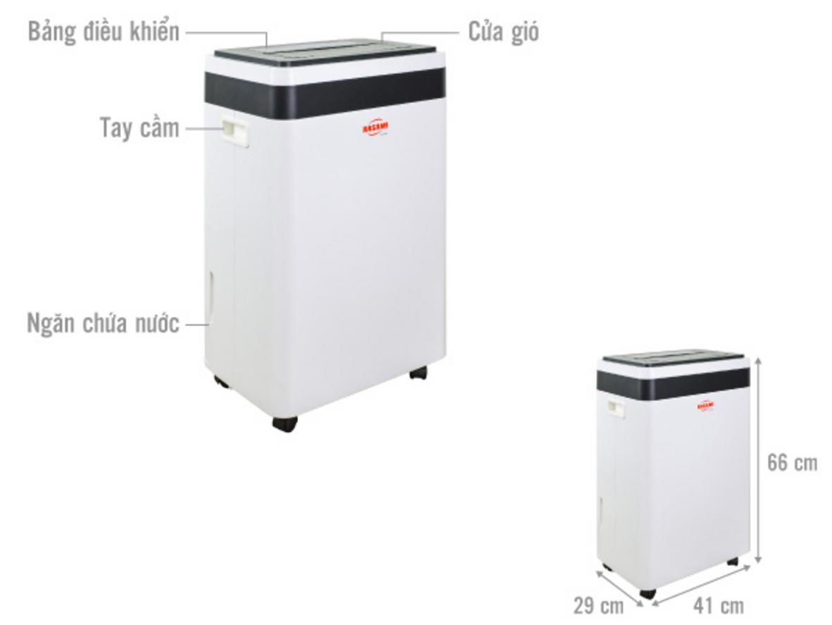 Kasami KS-60EC nổi bật với 60 lít/ngày, 700W và bình chứa 10L.