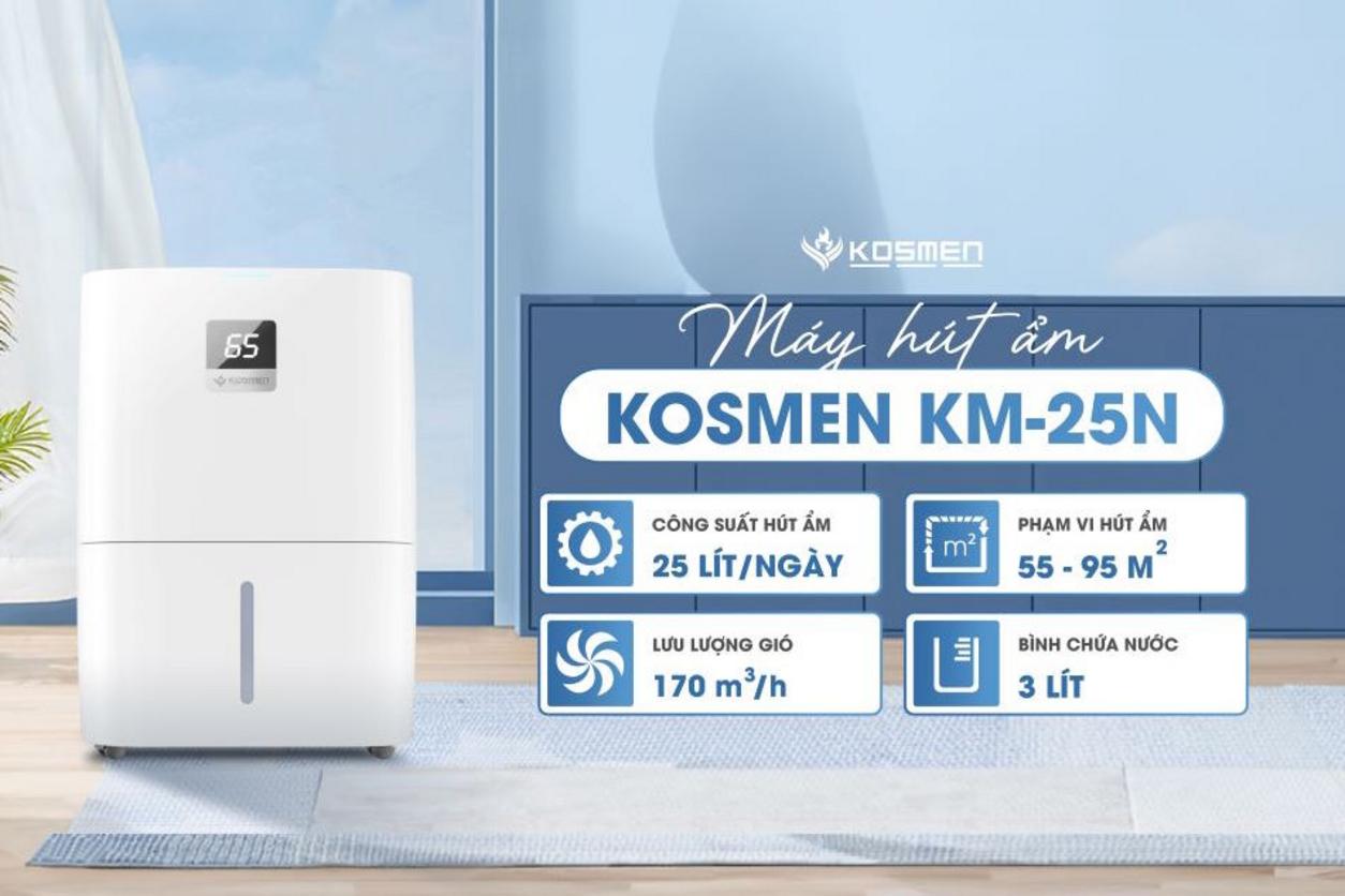 Kosmen KM-25N xử lý ẩm nhanh cho phòng 55–95m²
