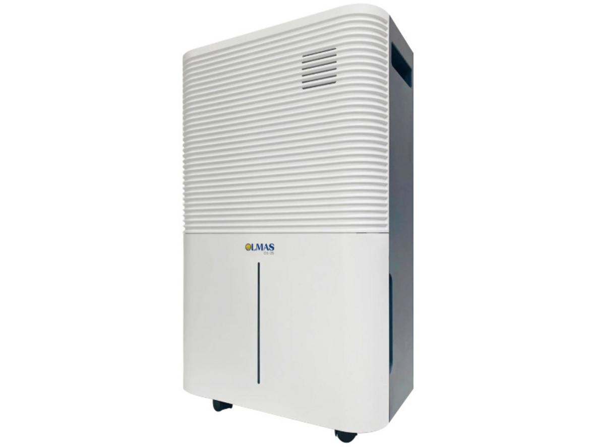 Infographic thông số của Olmas OS-25L: 25 lít/ngày, 180 CMH, bình 6 lít, 280W.
