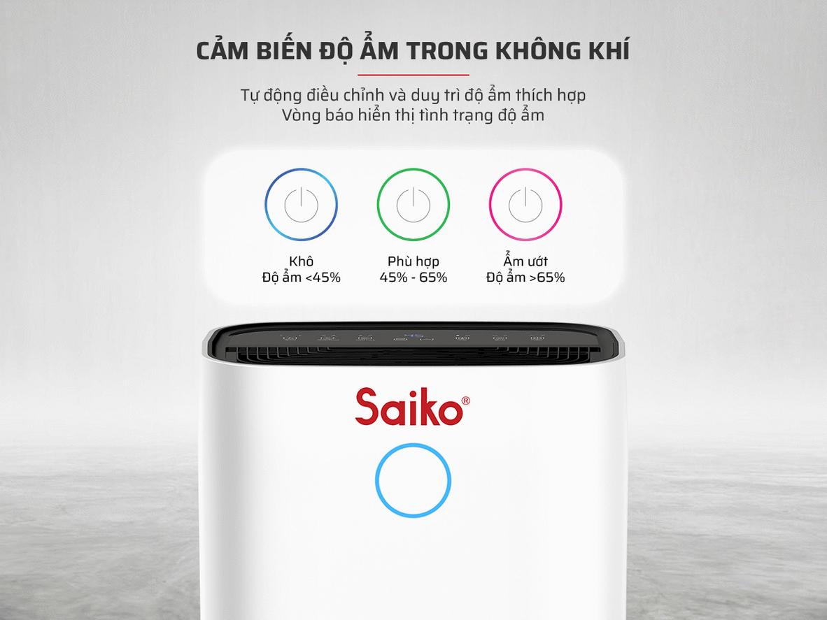 Saiko HDF-16 giúp kiểm soát độ ẩm, lọc không khí và hỗ trợ sấy quần áo.