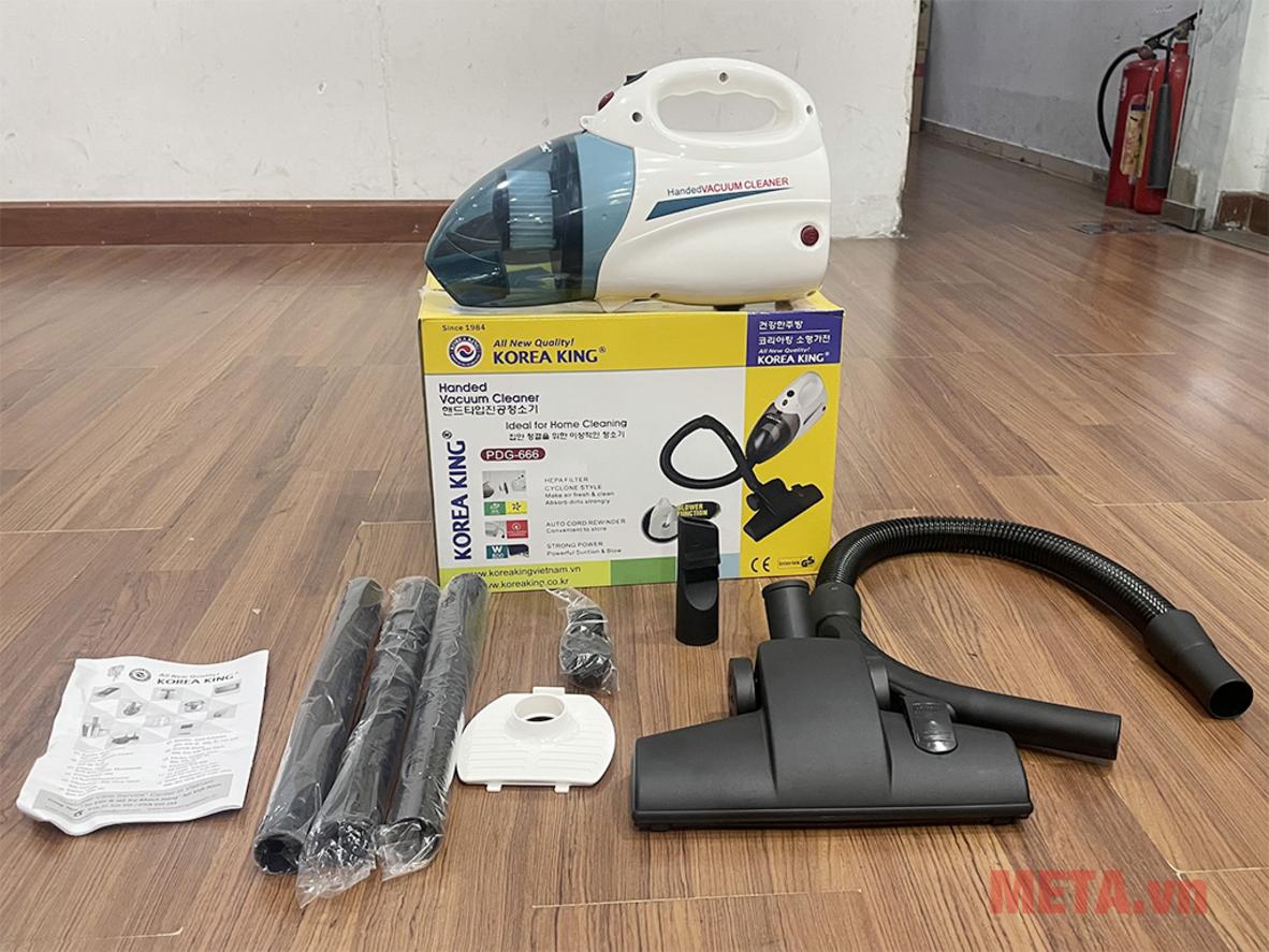 Máy hút bụi cầm tay Korea King PDG-666 gọn nhẹ, phù hợp dọn nhanh trong nhà và xe hơi.