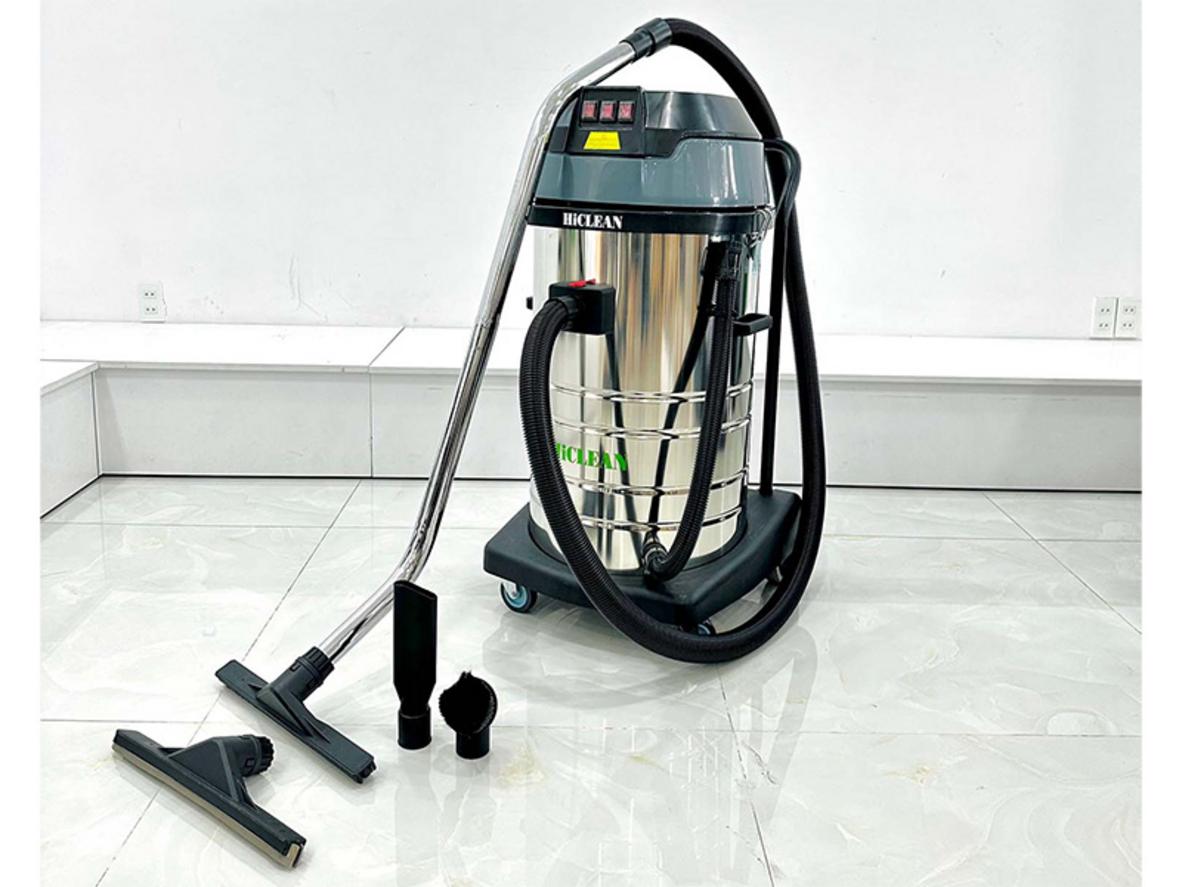 Máy hút bụi công nghiệp HiClean HC80 New 3 motor 80L cho nhà xưởng, gara và kho hàng.