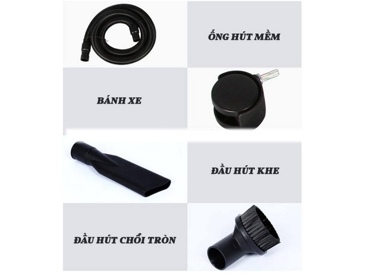 Thông số nổi bật của Kumisai KMS802J-3: 3 động cơ, 4200W, 390 lít/giây, 350 mbar, thùng chứa inox 80L.