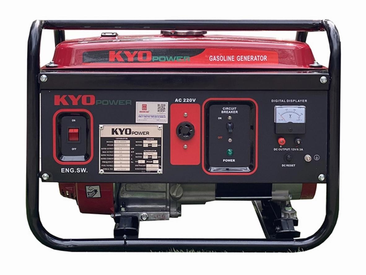 Máy phát điện chạy xăng 2.5KVA Kyo Power THG3200KX phù hợp cho nhu cầu điện dự phòng gia đình và cửa hàng nhỏ.