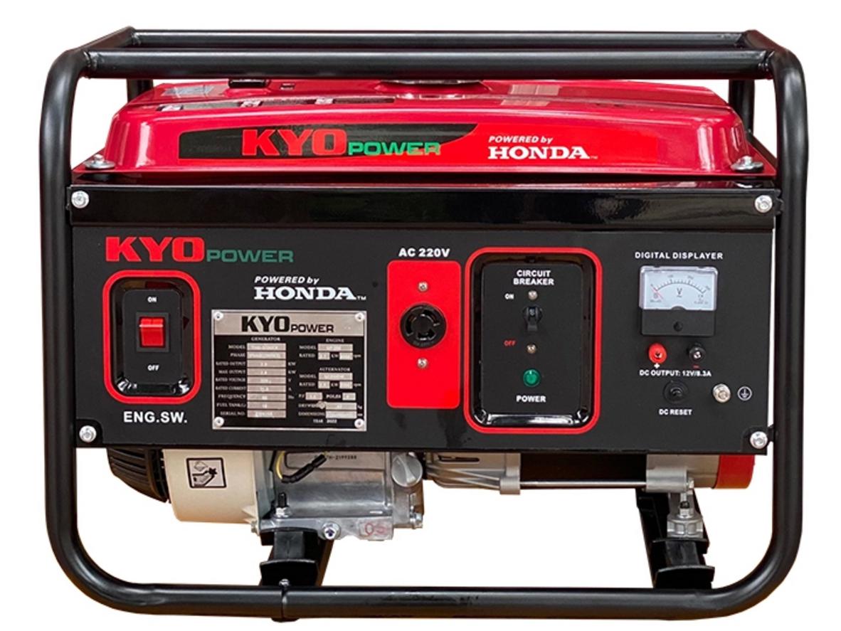 Máy phát điện chạy xăng 2.5 KVA Honda Kyo Power THG3200EX cho gia đình và cửa hàng nhỏ.