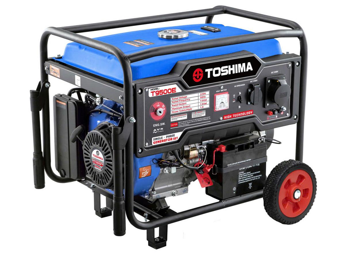 Máy phát điện chạy xăng Toshima T9500E công suất 7.000W cho gia đình lớn và cửa hàng nhỏ.