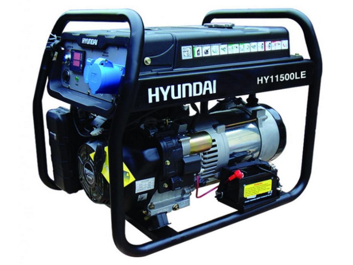 Chi tiết máy phát điện Hyundai HY11500LE: động cơ, bảng điều khiển và bình nhiên liệu