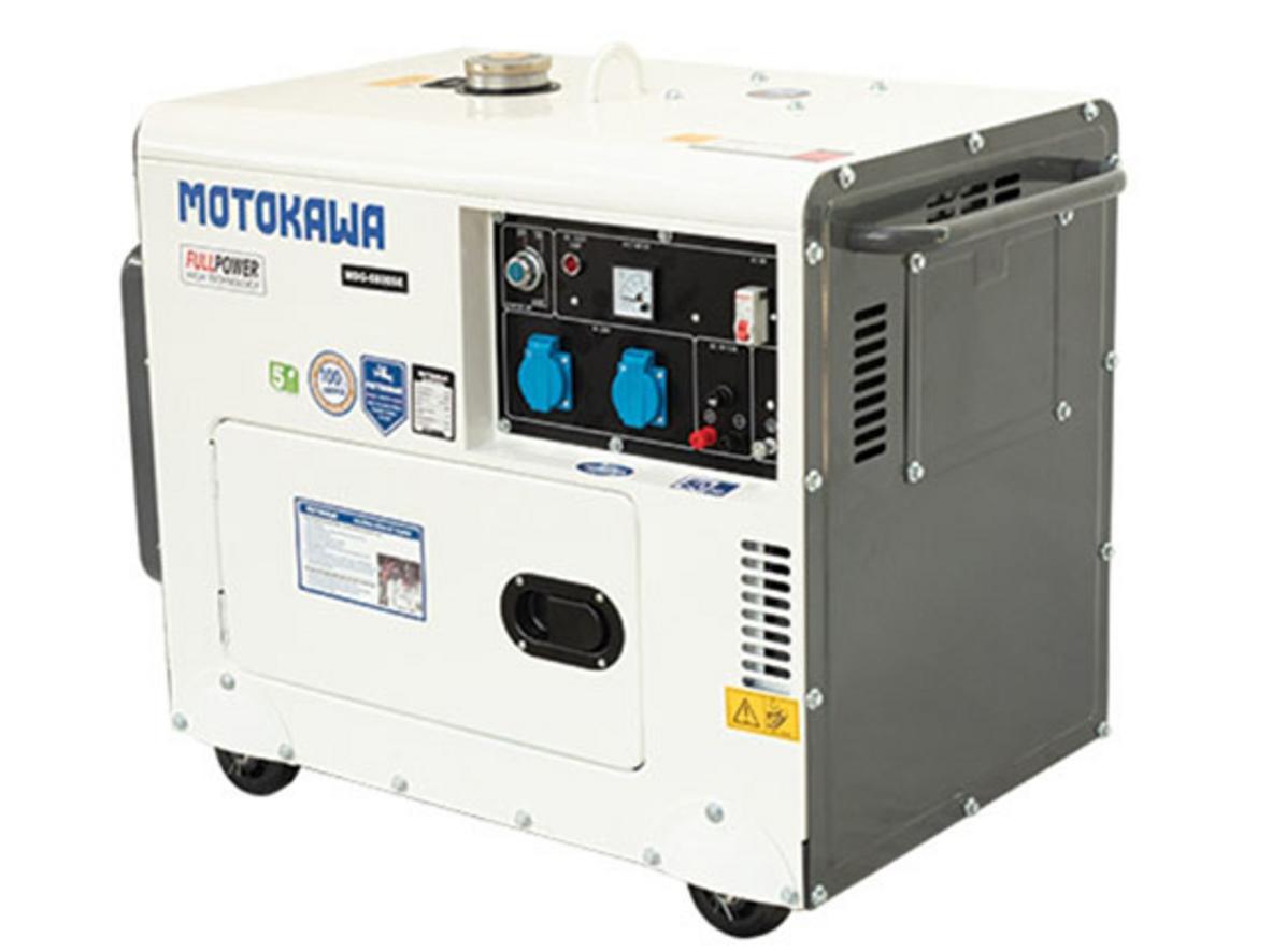 Chi tiết máy phát điện gia đình chạy dầu Motokawa MDG-6800SE với củ phát dây đồng và đề điện.