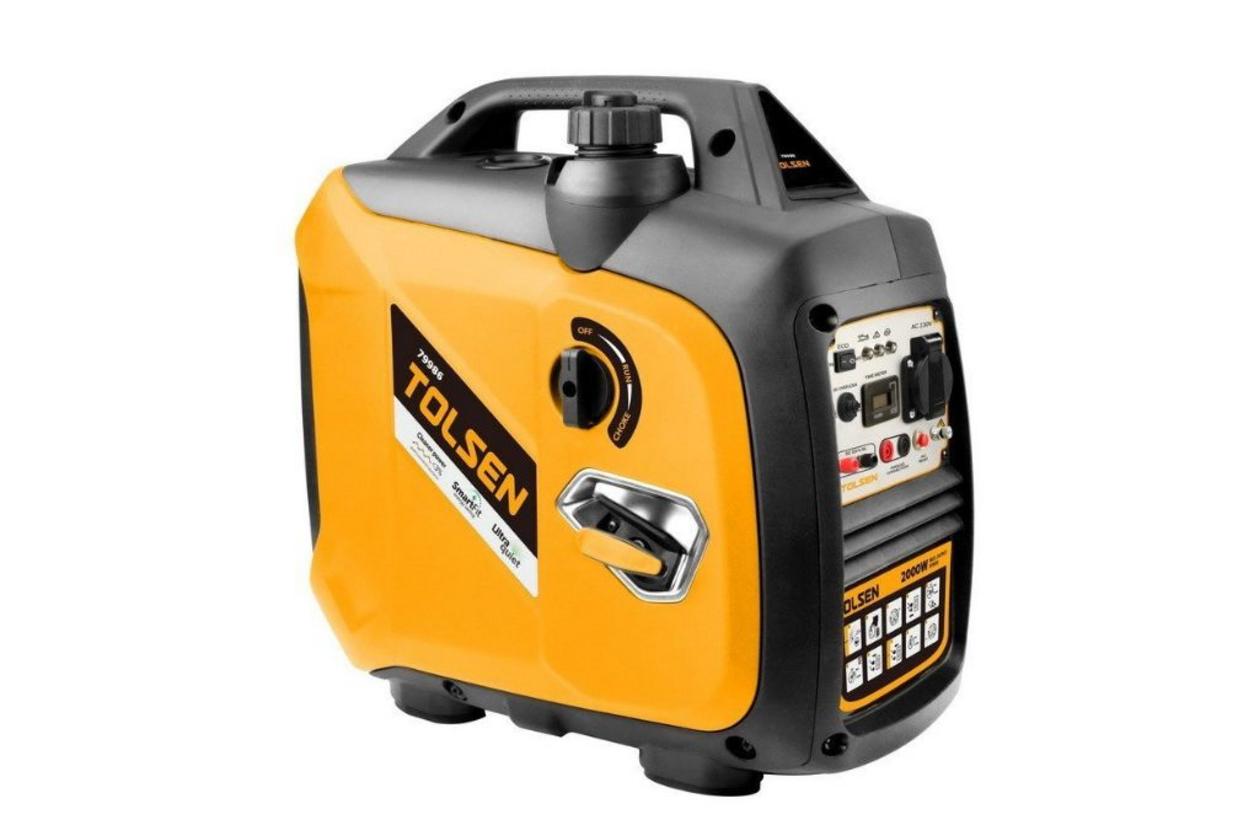 Máy phát điện chạy xăng Tolsen 79986 1.800W inverter mini, gọn nhẹ cho nhu cầu dự phòng cơ bản.