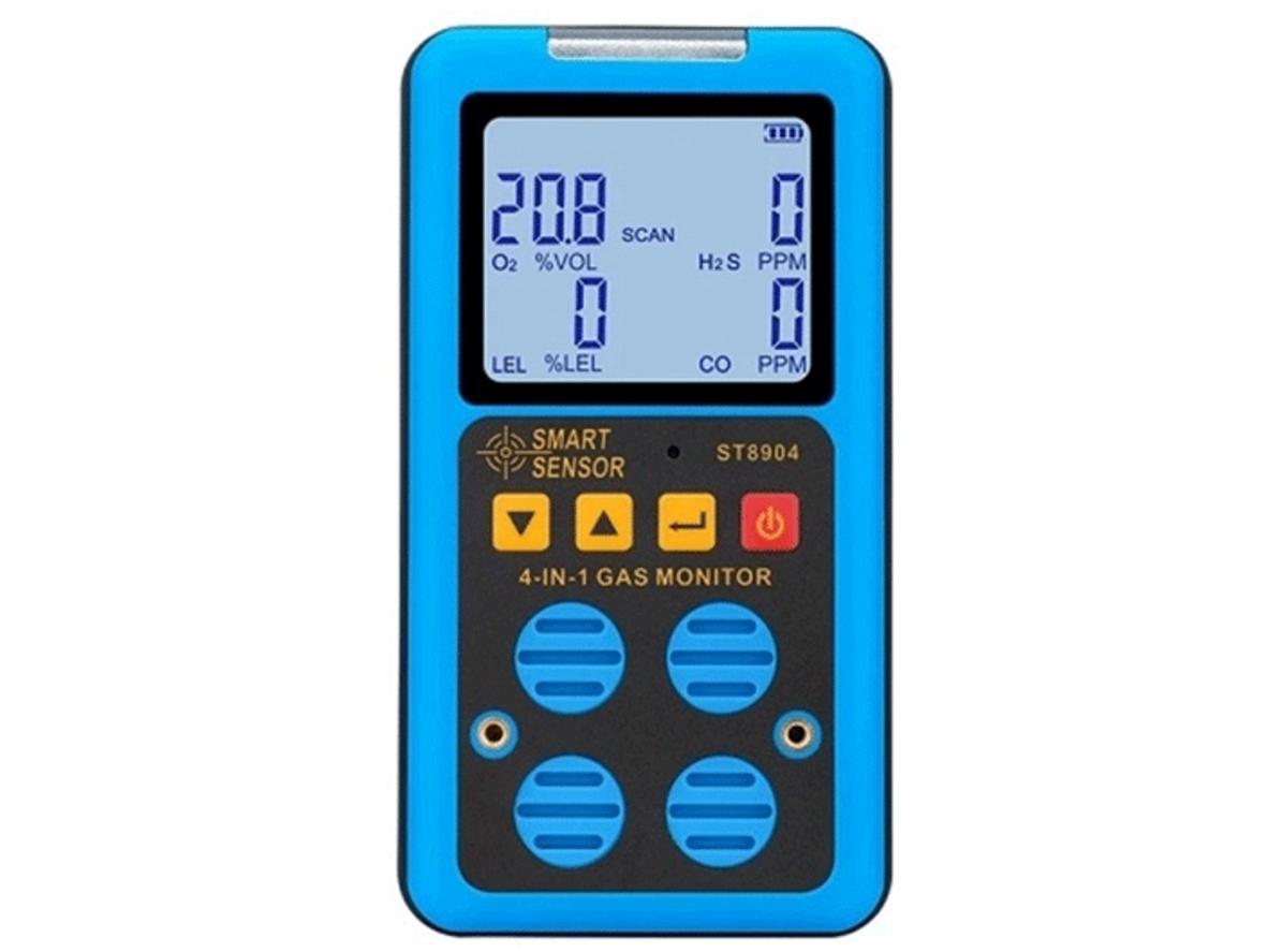 Máy phát hiện khí gas Smartsensor ST8904 cầm tay 4 trong 1, phù hợp kiểm tra an toàn trước ca làm việc.