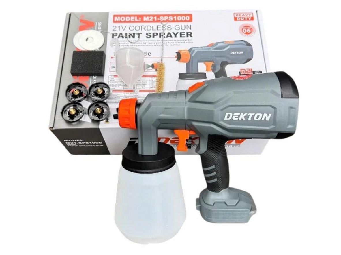 Máy phun sơn Dekton M21-SPS1000 (chưa pin, sạc) gọn nhẹ, không dây, phù hợp thi công dân dụng.