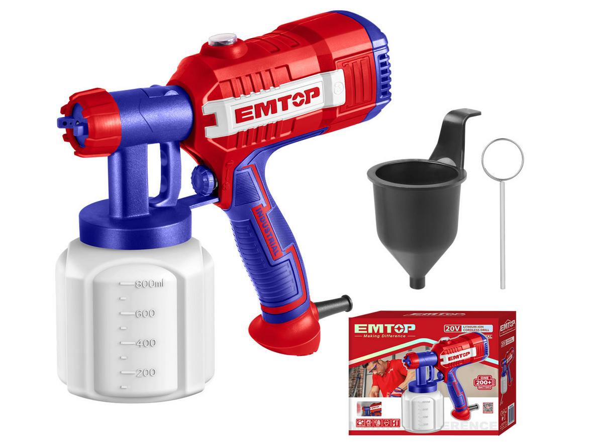 Máy phun sơn dùng điện Emtop ESGN35001 gọn nhẹ, phù hợp sơn sửa nhanh tại nhà.