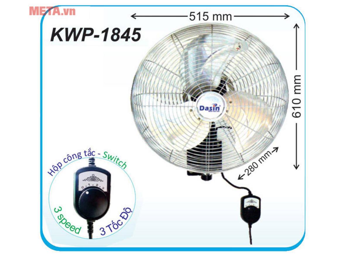 Mô tơ dây đồng giúp quạt treo tường KWP-1845 vận hành ổn định và tiết kiệm điện hơn.