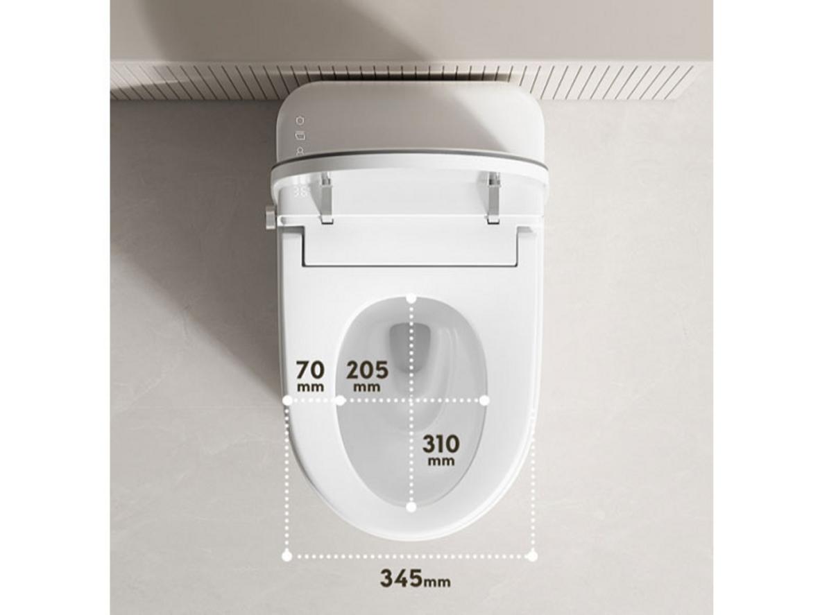 Nắp tự động, đèn LED và khử mùi tăng mức tiện nghi và giảm tiếp xúc tay.