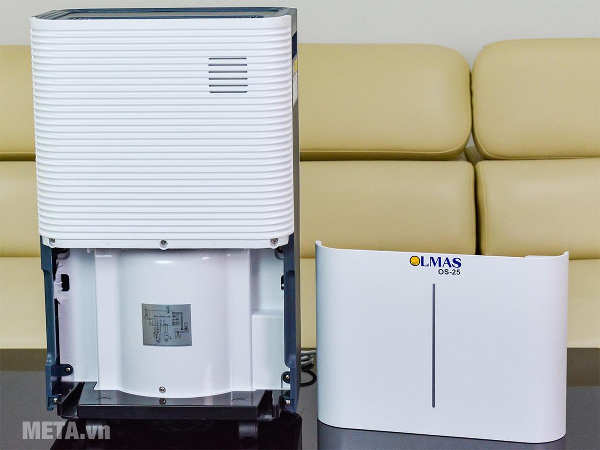 Công suất 25 lít/ngày và lưu lượng gió 180 CMH giúp OS-25L xử lý ẩm hiệu quả cho phòng 40–60 m².