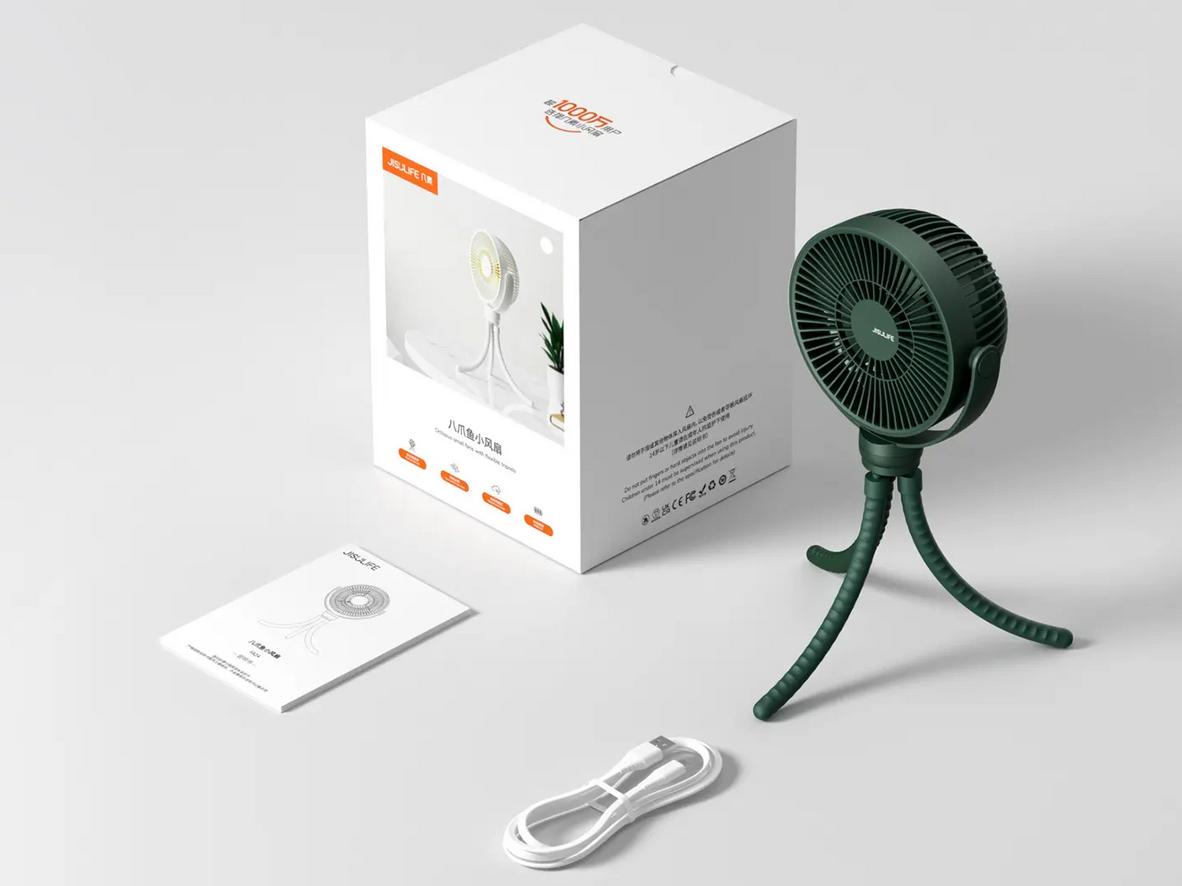Jisulife FA24: pin 4000mAh, 25dB, xoay 720° và sạc USB-C tiện lợi.