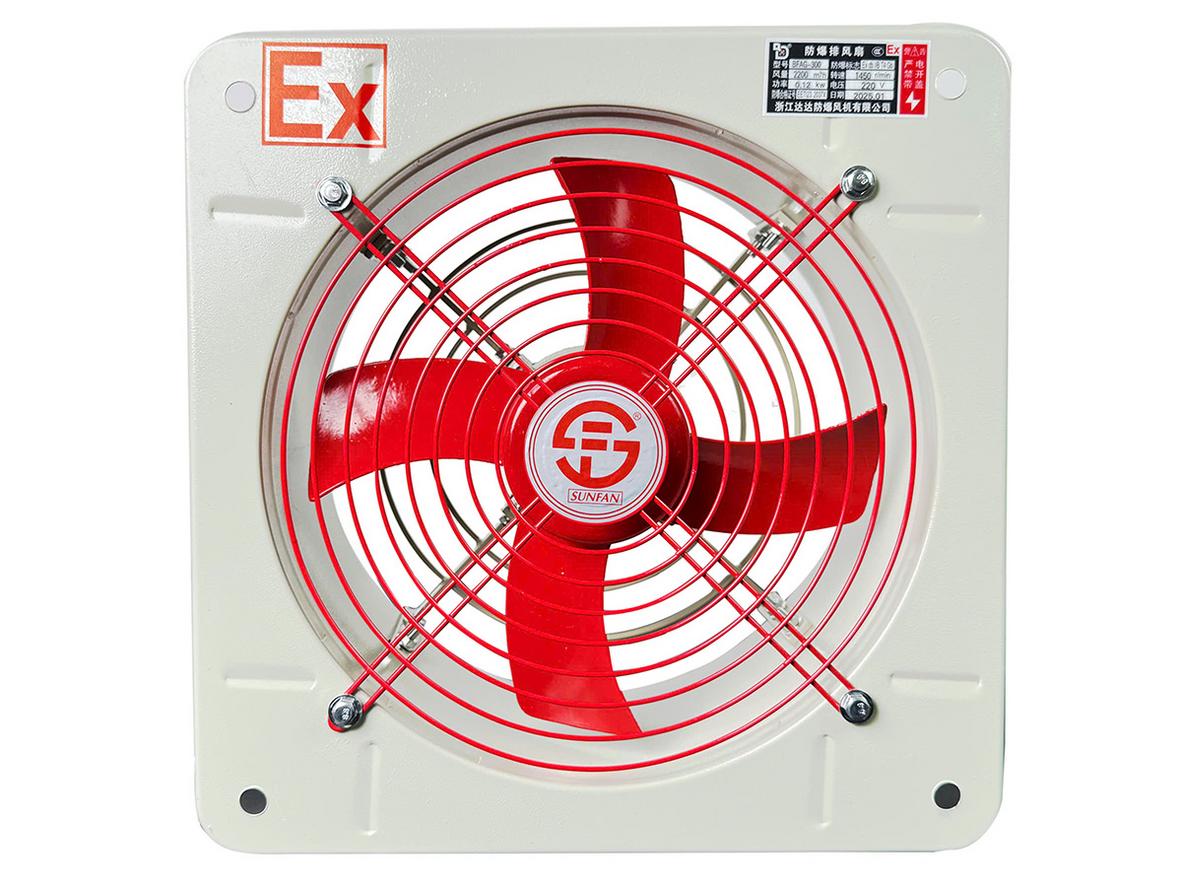Quạt thông gió phòng nổ Sunfan BFAG-250 gọn tường, phù hợp kho xưởng cần thông gió an toàn.