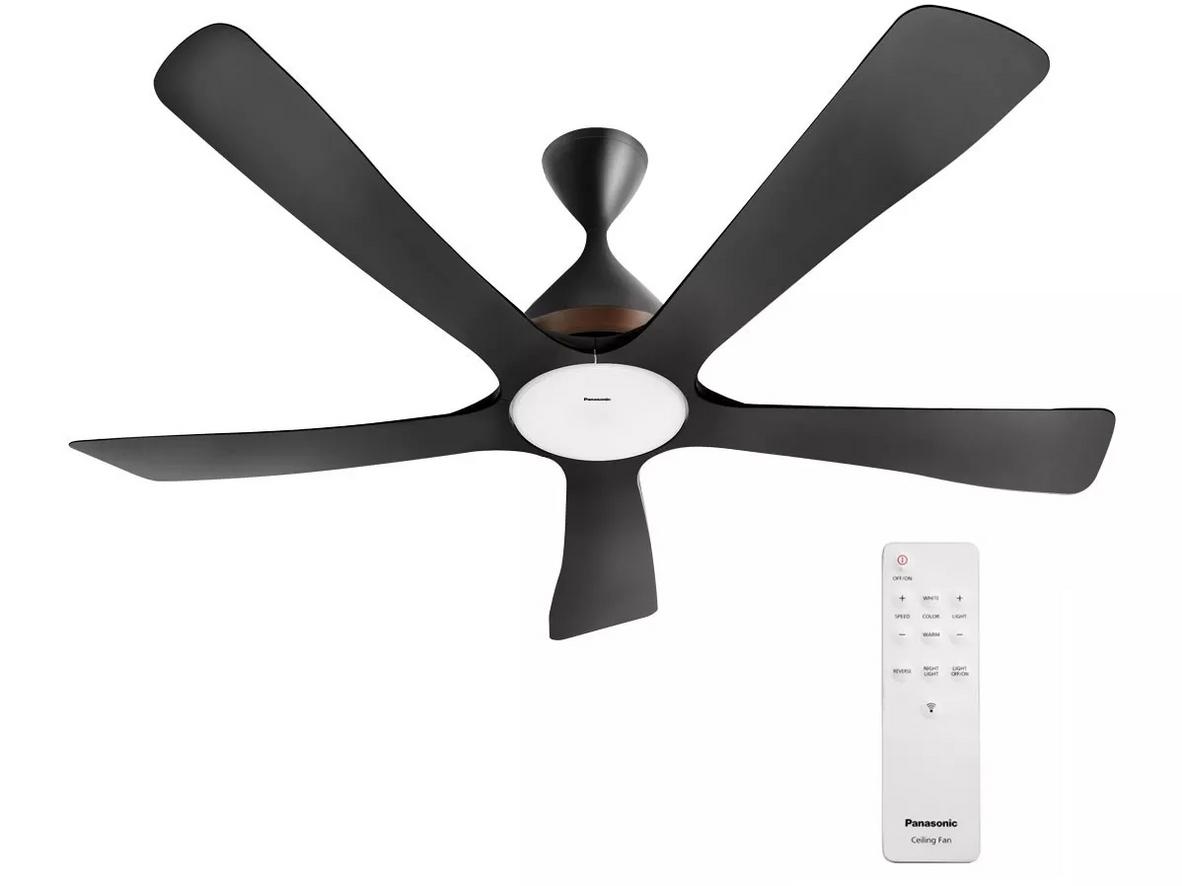 Quạt trần 5 cánh Panasonic F-60DGN với đèn LED 19W và sải cánh 150 cm cho phòng hiện đại.