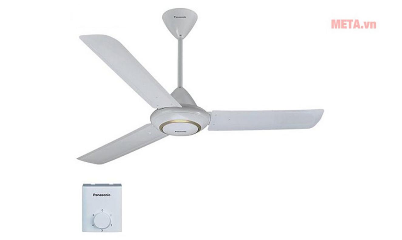 Thiết kế 3 cánh, sải cánh 150cm và ti quạt 12 inch giúp quạt phù hợp trần cao 3–3,3 mét.