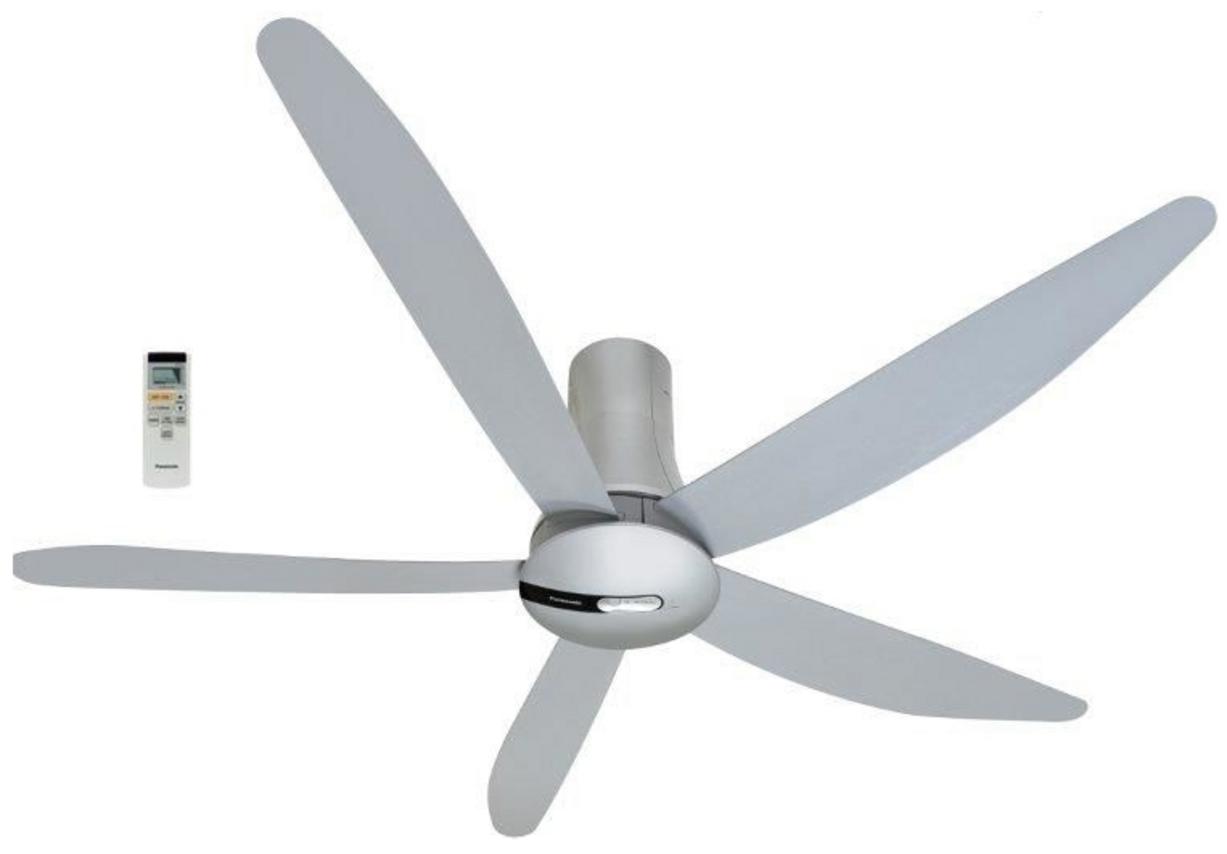 Quạt trần Panasonic F-60TAN màu bạc, sải cánh 150cm phù hợp phòng khách và trần cao.