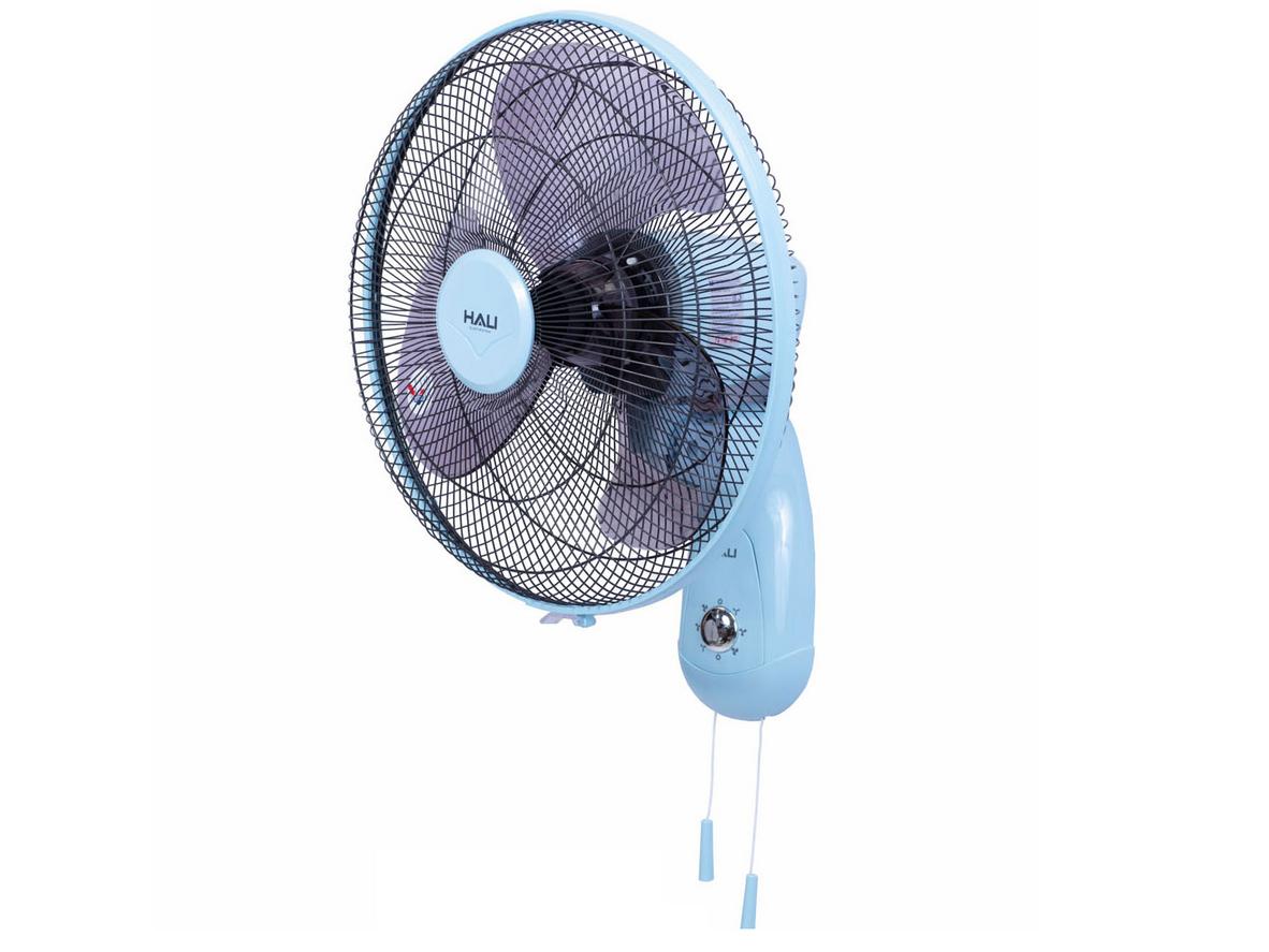 Cận cảnh Quạt treo tường Hali TR2 với motor bạc thau, 3 cánh và sải cánh 400mm.