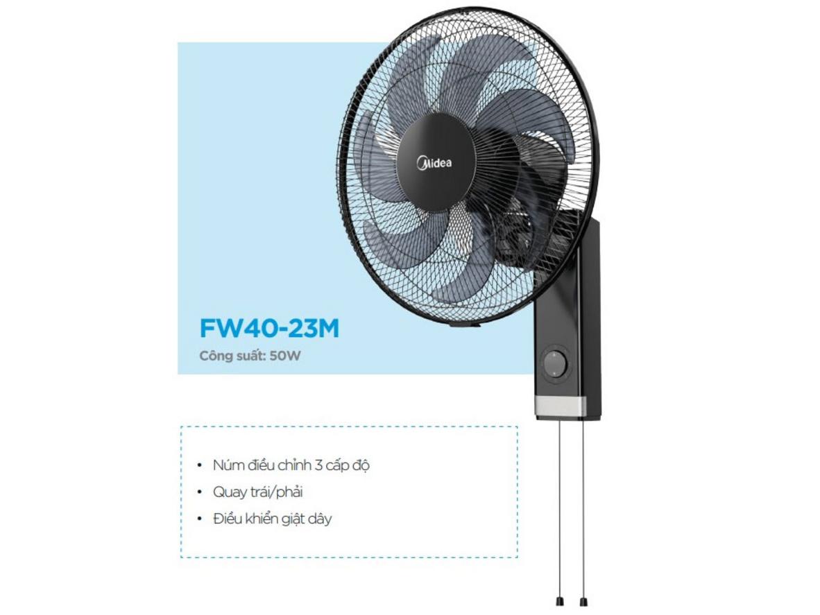 Quạt treo tường Midea FW40-23M phù hợp không gian nhỏ, gọn và dễ dùng.