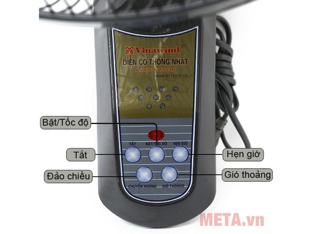 Remote điều khiển từ xa giúp quạt treo tường Vinawind 400X-HĐ tiện hơn trong phòng ngủ và văn phòng nhỏ.