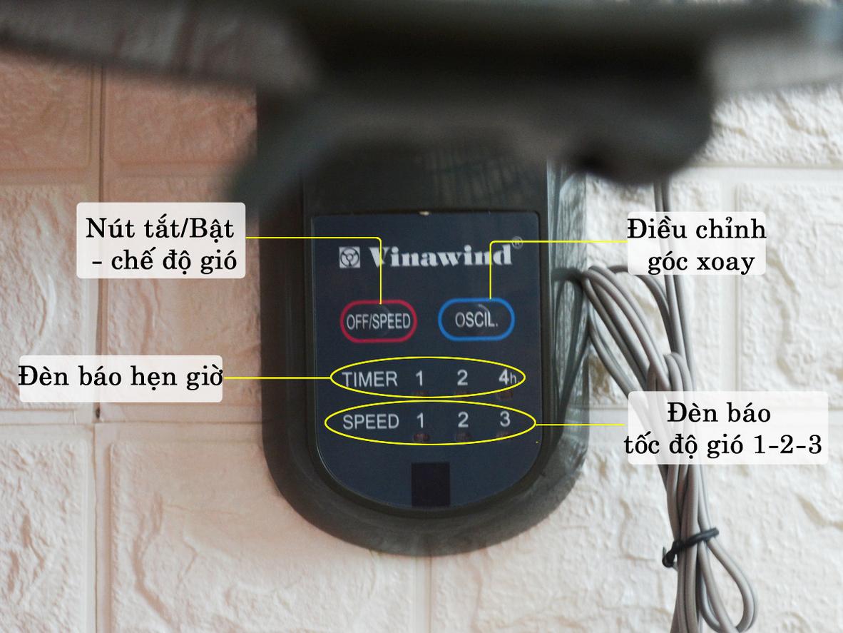 Remote và tính năng hẹn giờ 4 giờ giúp quạt treo tường Vinawind QTT400X-PN dễ dùng hơn khi lắp trên cao.