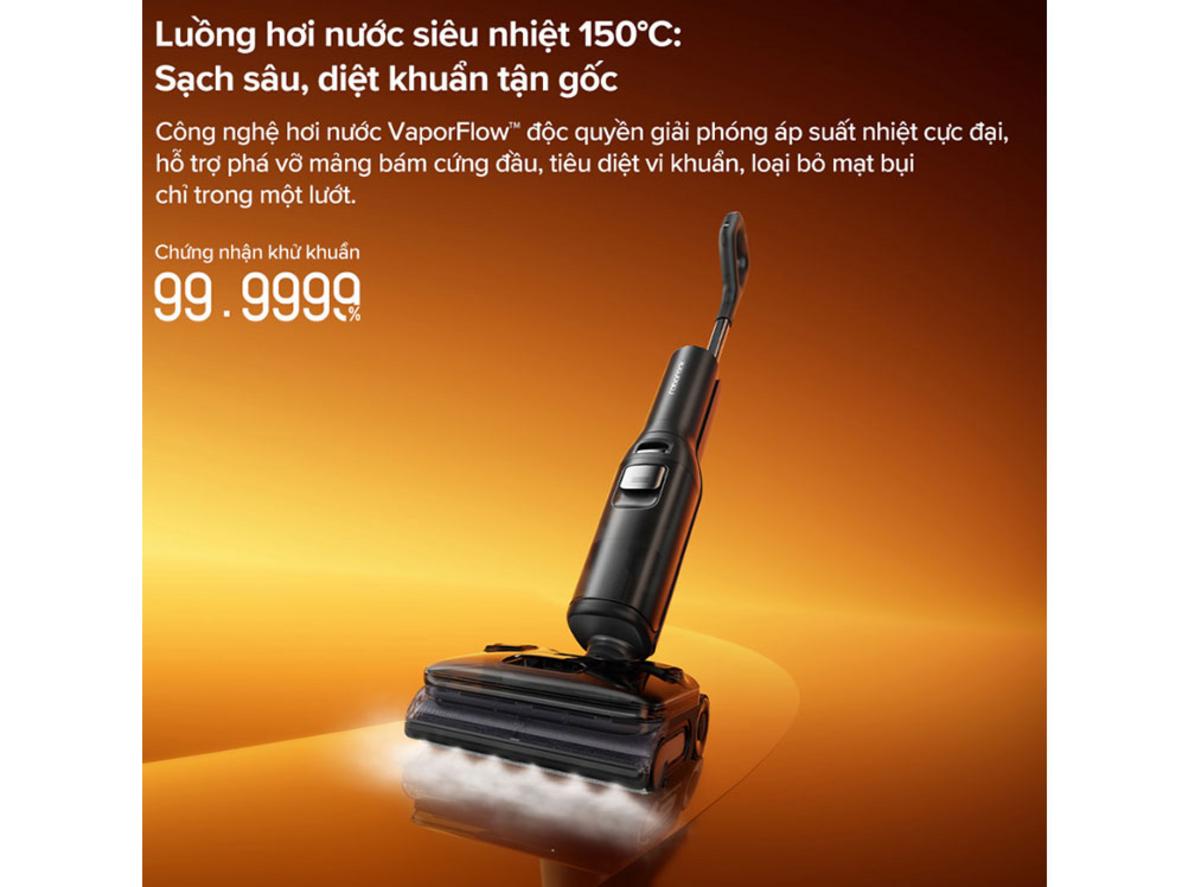 Thiết kế FlatReach 180° giúp Roborock F25 Ultra luồn vào gầm thấp dễ dàng.